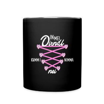 Damen Dirndl Ersatz Trachten Ersatz Bluse Kirmes - Tasse einfarbig - Schwarz - Vorne