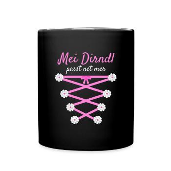 Damen Dirndl Ersatz Trachten Ersatz Bluse Kirmes - Tasse einfarbig - Schwarz - Vorne