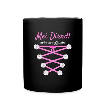 Damen Dirndl Ersatz Trachten Ersatz Bluse Kirmes - Tasse einfarbig - Schwarz - Vorne
