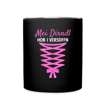 Damen Dirndl Ersatz Trachten Ersatz Bluse Kirmes - Tasse einfarbig - Schwarz - Vorne