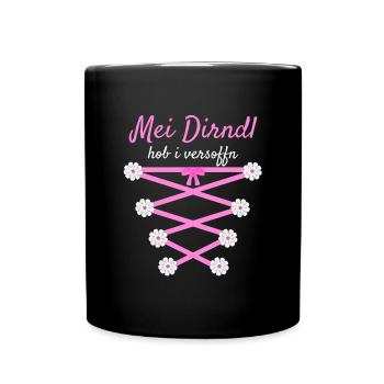 Damen Dirndl Ersatz Trachten Ersatz Bluse Kirmes - Tasse einfarbig - Schwarz - Vorne