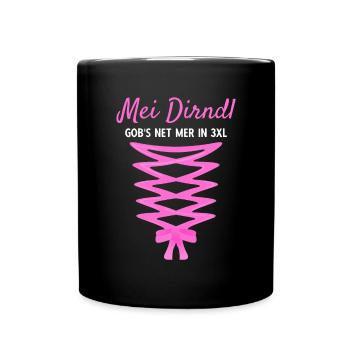 Damen Dirndl Ersatz Trachten Ersatz Bluse Kirmes - Tasse einfarbig - Schwarz - Vorne