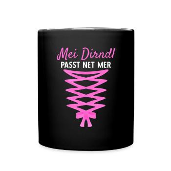 Damen Dirndl Ersatz Trachten Ersatz Bluse Kirmes - Tasse einfarbig - Schwarz - Vorne