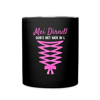 Damen Dirndl Ersatz Trachten Ersatz Bluse Kirmes - Tasse einfarbig - Schwarz - Vorne