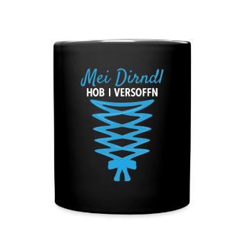 Damen Dirndl Ersatz Trachten Ersatz Bluse Kirmes - Tasse einfarbig - Schwarz - Vorne