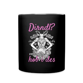 Damen Dirndl Ersatz Trachten Ersatz Bluse Kirmes - Tasse einfarbig - Schwarz - Vorne