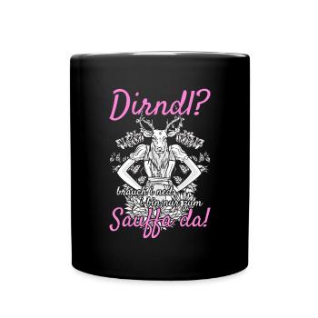 Damen Dirndl Ersatz Trachten Ersatz Bluse Kirmes - Tasse einfarbig - Schwarz - Vorne