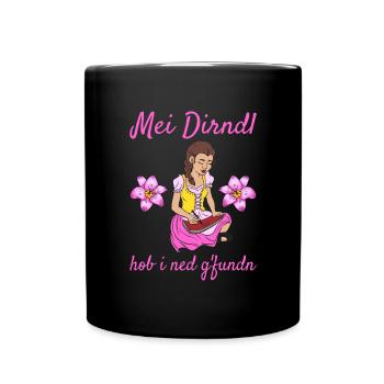 Damen Dirndl Ersatz Trachten Ersatz Bluse Kirmes - Tasse einfarbig - Schwarz - Vorne