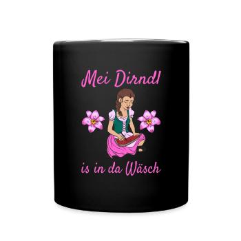 Damen Dirndl Ersatz Trachten Ersatz Bluse Kirmes - Tasse einfarbig - Schwarz - Vorne