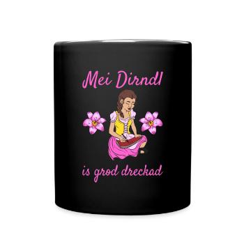 Damen Dirndl Ersatz Trachten Ersatz Bluse Kirmes - Tasse einfarbig - Schwarz - Vorne