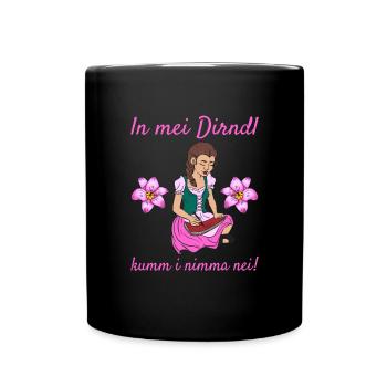 Damen Dirndl Ersatz Trachten Ersatz Bluse Kirmes - Tasse einfarbig - Schwarz - Vorne