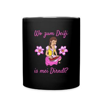 Damen Dirndl Ersatz Trachten Ersatz Bluse Kirmes - Tasse einfarbig - Schwarz - Vorne