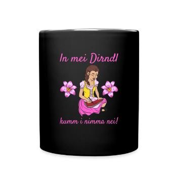 Damen Dirndl Ersatz Trachten Ersatz Bluse Kirmes - Tasse einfarbig - Schwarz - Vorne