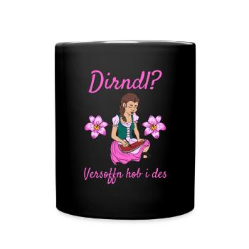 Damen Dirndl Ersatz Trachten Ersatz Bluse Kirmes - Tasse einfarbig - Schwarz - Vorne