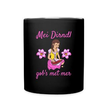 Damen Dirndl Ersatz Trachten Ersatz Bluse Kirmes - Tasse einfarbig - Schwarz - Vorne