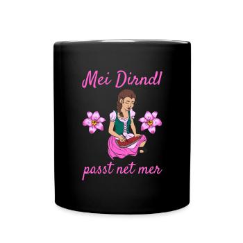 Damen Dirndl Ersatz Trachten Ersatz Bluse Kirmes - Tasse einfarbig - Schwarz - Vorne