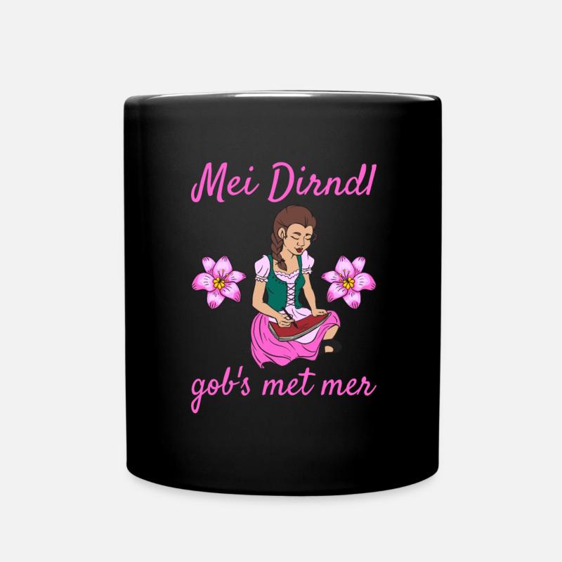 Damen Dirndl Ersatz Trachten Ersatz Bluse Kirmes - Tasse einfarbig - Schwarz