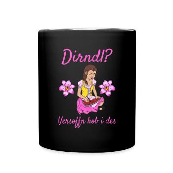 Damen Dirndl Ersatz Trachten Ersatz Bluse Kirmes - Tasse einfarbig - Schwarz - Vorne