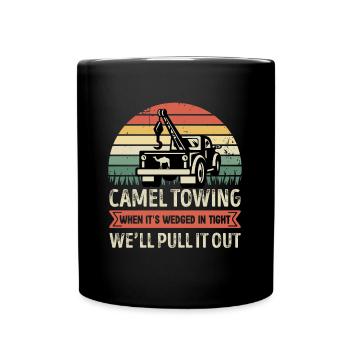 Camel Towing Retro Adult Humor Funny Halloween - Full Colour Mug - black - Front