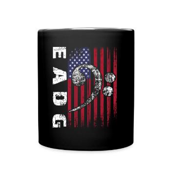 EADG bass notes with American flag - Full Colour Mug - black - Front