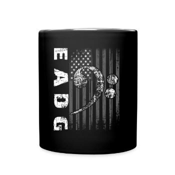 EADG bass notes with American flag - Full Colour Mug - black - Front