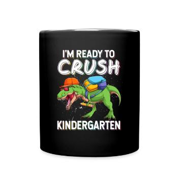 I'm Ready To Crush Kindergarten Dinosaur Back - Full Colour Mug - black - Front
