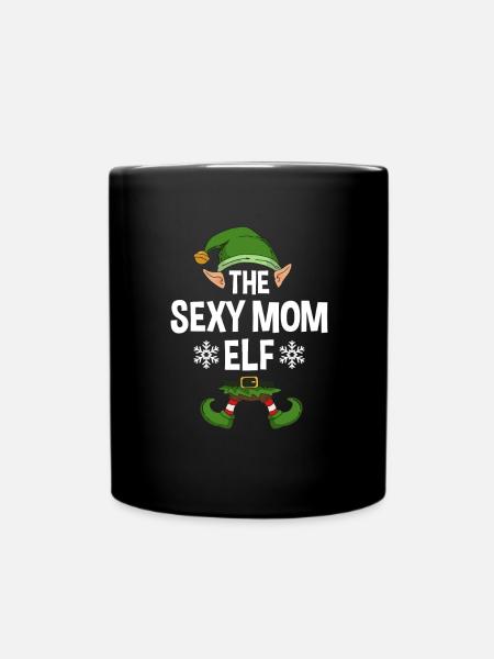 Group Matching Family Christmas Gift Elf - Ensfarvet krus - sort