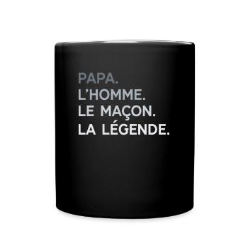 Papa Maçon L'Homme La Légende Cadeau Humour - Mug uni - noir - Devant