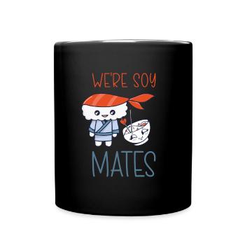 Kawaii Japanese Food Salmon Salmon Sushi Roll - Full Colour Mug - black - Front