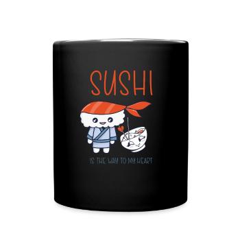 Kawaii Japanese Food Salmon Salmon Sushi Roll - Full Colour Mug - black - Front