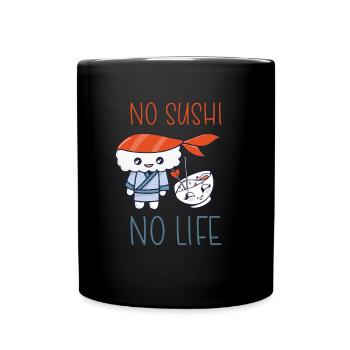 Kawaii Japanese Food Salmon Salmon Sushi Roll - Mug uni - noir - Devant