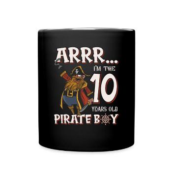 Pirate Boy 10 Jahre alter Pirat 10. Geburtstag - Tasse einfarbig - Schwarz - Vorne