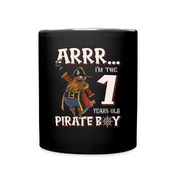 Pirate Boy 1 Jahre alter Pirat 1. Geburtstag - Tasse einfarbig - Schwarz - Vorne