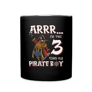 Pirate Boy 3 year old pirate 3rd birthday - Full Colour Mug - black - Front