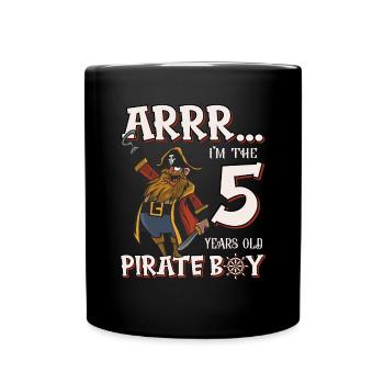 Pirate Boy 5 year old pirate 5th birthday - Full Colour Mug - black - Front