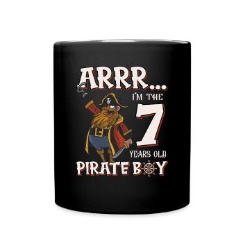 Pirate Boy 7 Jahre alter Pirat 7. Geburtstag - Tasse einfarbig - Schwarz - Vorne