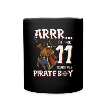 Pirate Boy 11 Jahre alter Pirat 11. Geburtstag - Tasse einfarbig - Schwarz - Vorne