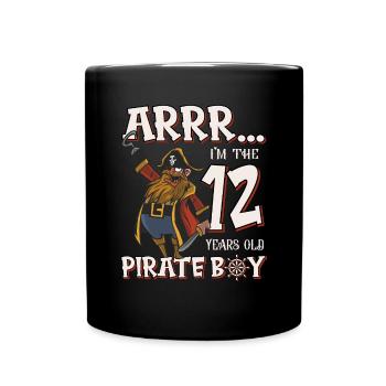 Pirate Boy 12 Jahre alter Pirat 12. Geburtstag - Tasse einfarbig - Schwarz - Vorne