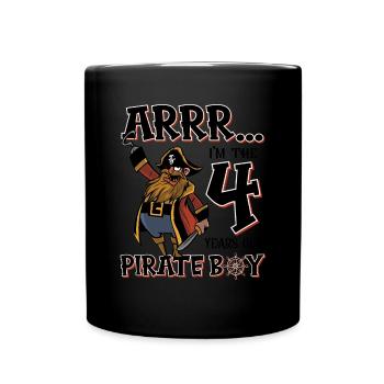 Pirate Boy 4 year old pirate 4th birthday - Full Colour Mug - black - Front