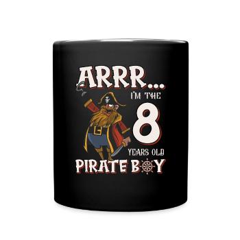 Pirate Boy 8 Jahre alter Pirat 8. Geburtstag - Tasse einfarbig - Schwarz - Vorne