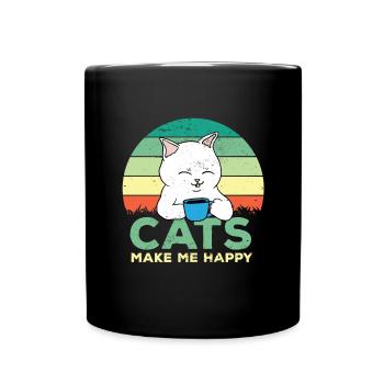 Cat Cats Cat Lover Pet - Full Colour Mug - black - Front