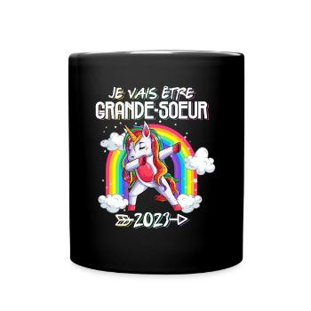 Je Vais Être Grande Soeur 2023 Grossesse Cadeau - Mug uni - noir - Devant