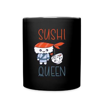 Kawaii Japanese Food Salmon Salmon Sushi Roll - Full Colour Mug - black - Front