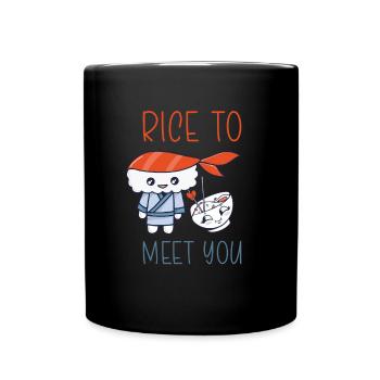 Kawaii Japanese Food Salmon Salmon Sushi Roll - Full Colour Mug - black - Front