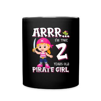 Pirate Boy 2 Jahre alter Pirat 2. Geburtstag - Tasse einfarbig - Schwarz - Vorne