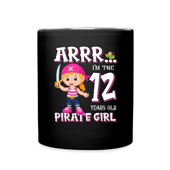 Pirate Boy 12 Jahre alter Pirat 12. Geburtstag - Tasse einfarbig - Schwarz - Vorne
