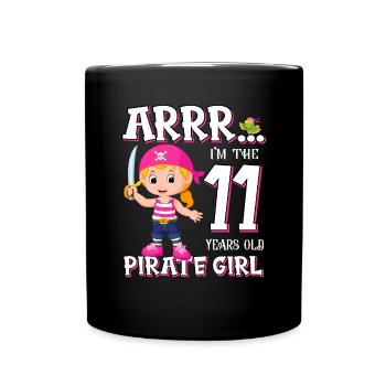 Pirate Boy 11 Jahre alter Pirat 11. Geburtstag - Tasse einfarbig - Schwarz - Vorne