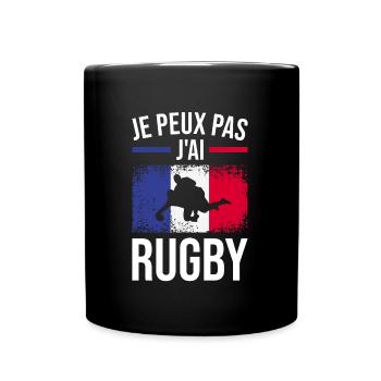 Je Peux Pas J'ai Rugby Joueur Maillot France Rugby - Tasse einfarbig - Schwarz - Vorne