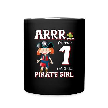 Pirate Boy 1 Jahre alter Pirat 1. Geburtstag - Tasse einfarbig - Schwarz - Vorne
