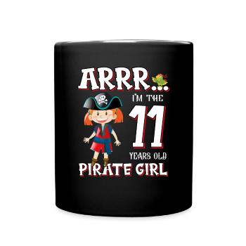 Pirate Boy 11 Jahre alter Pirat 11. Geburtstag - Tasse einfarbig - Schwarz - Vorne
